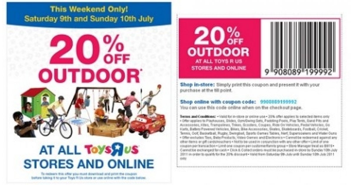 Toys R Us Promotional Code: 20% Off This Weekend Only