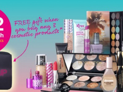 3 for 2 on ALL Cosmetics Plus FREE Make Up Bag @ Superdrug