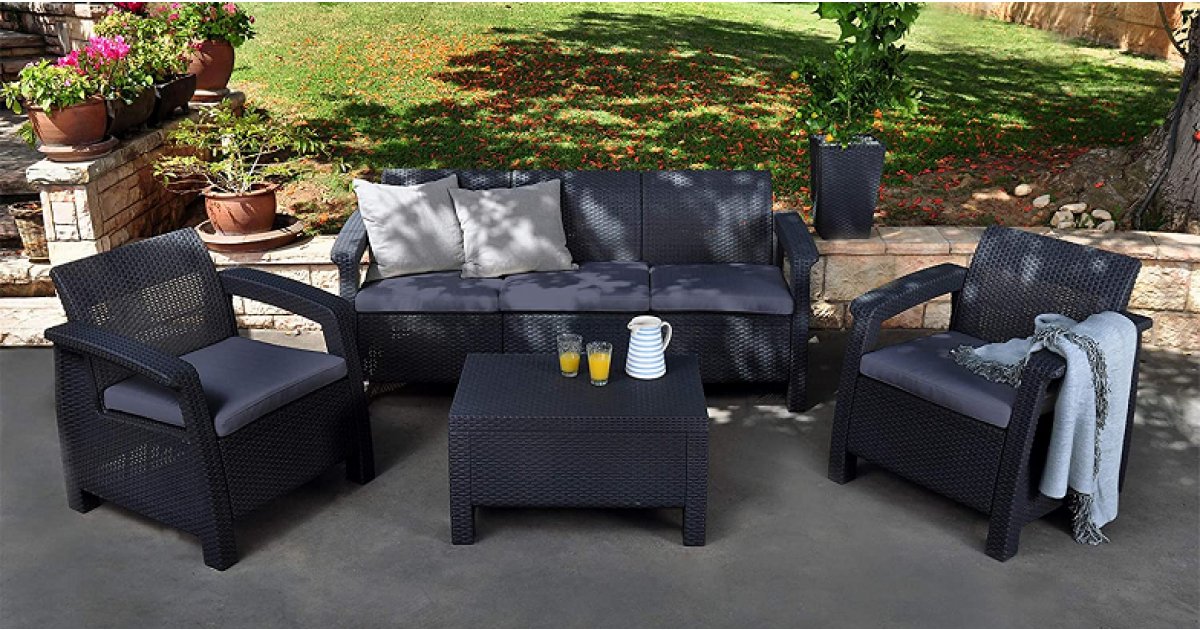 Keter Corfu Outdoor 5 Seater Rattan Sofa Furniture Set £349.99 Amazon