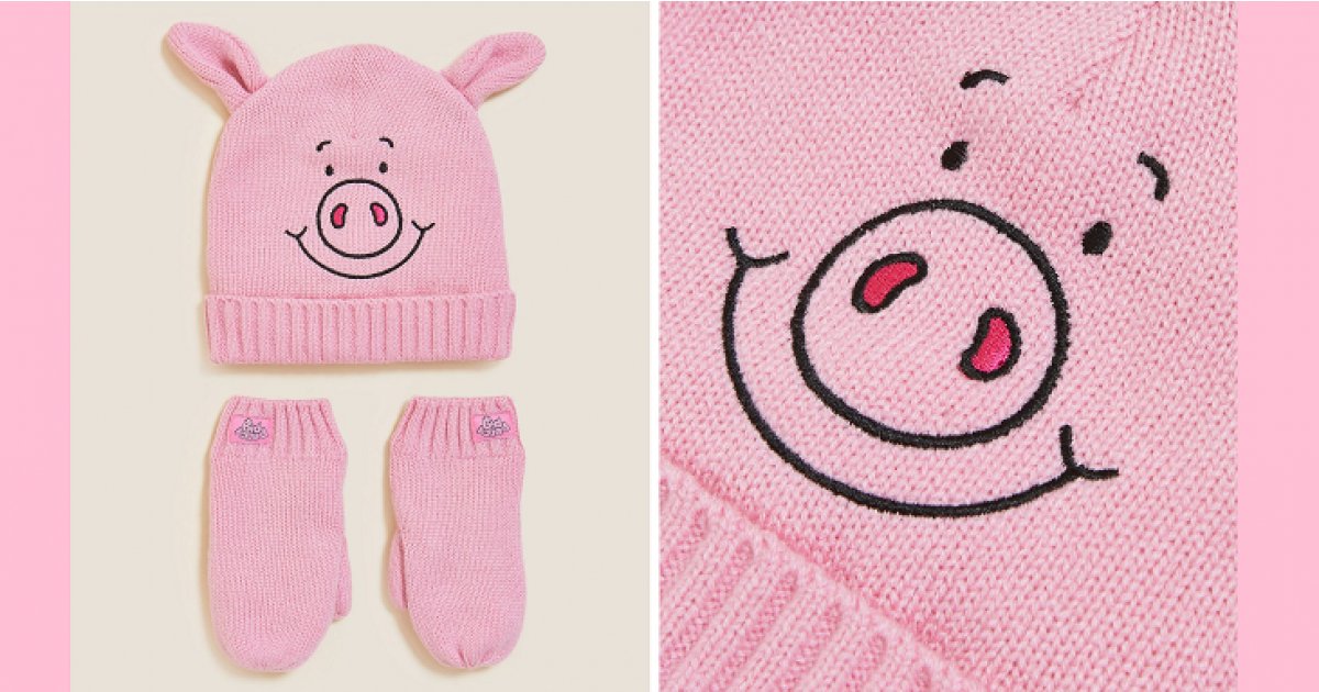 Kids Percy Pig Hat and Mittens Set From £14 Marks and Spencer