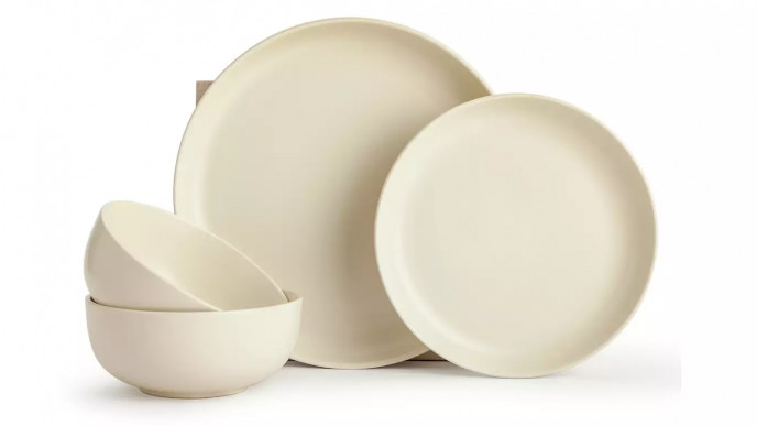 Habitat 12 Piece Stoneware Dinner Set Matt Cream £15 @ Argos