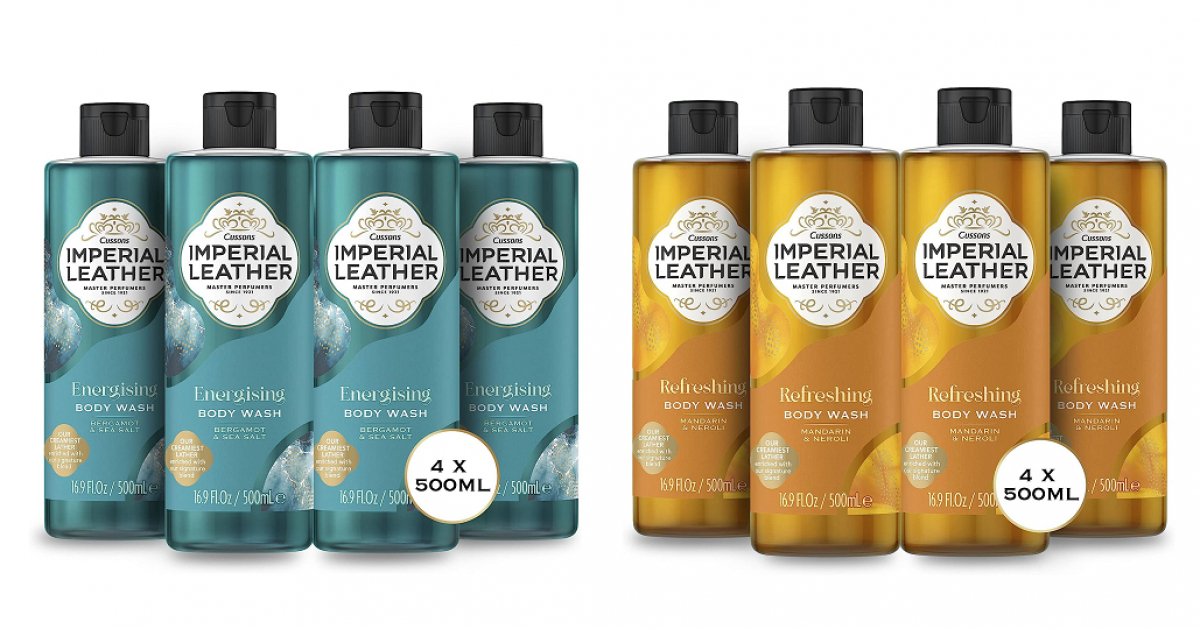 Imperial Leather Energising or Refreshing Body Wash 500ml x 4 £6.08