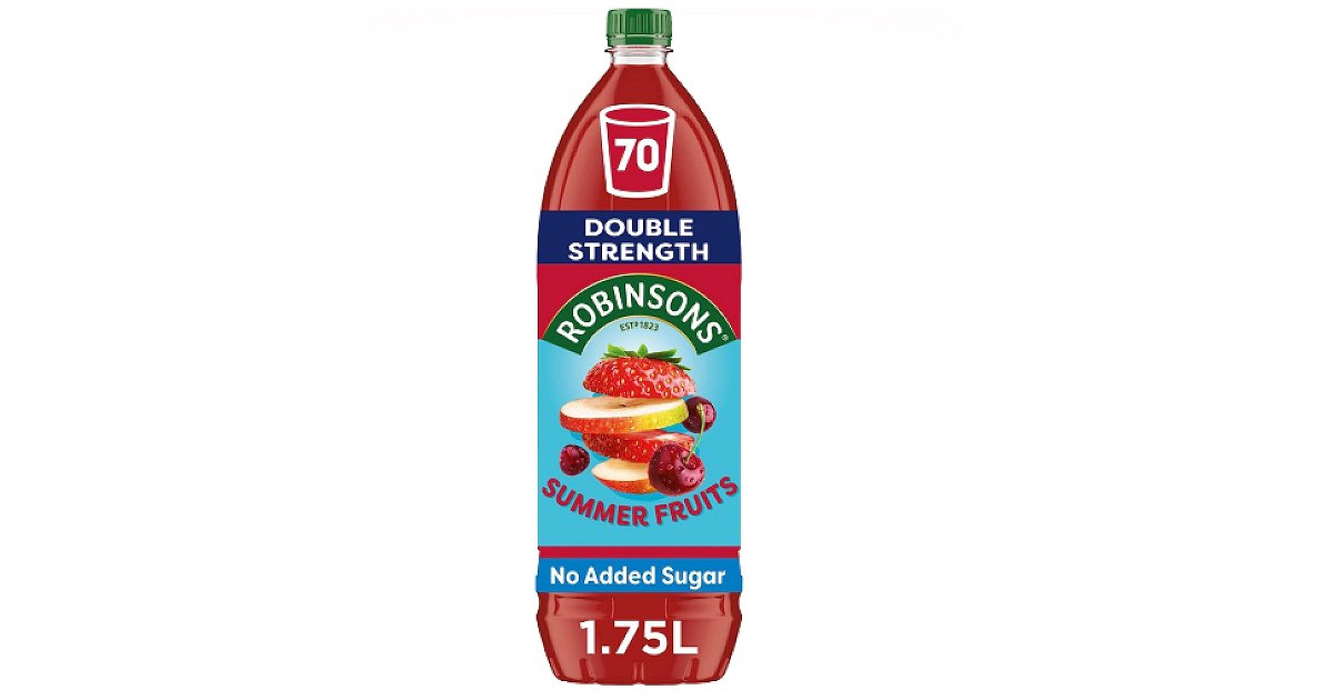 Robinsons Double Strength Summer Fruits No Added Sugar Squash 1.75L £1.