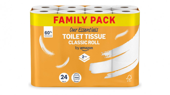Our Essentials by Amazon Toilet Tissue Classic Roll, 2-ply, 24 Rolls £5.19 @ Amazon