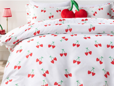 Cherry Print Frill Edge Duvet Set now £6.50
