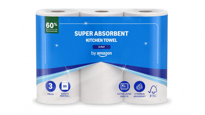 by Amazon Super Absorbent Kitchen Towel, 3-ply, 3 Rolls £2.79 @ Amazon