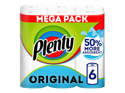 Plenty Kitchen Roll, 6 Rolls £7.25