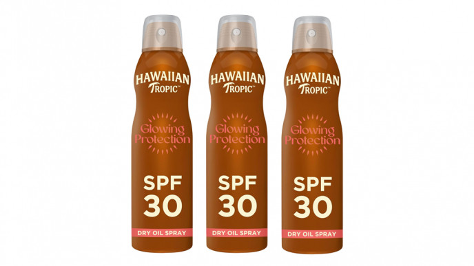 Hawaiian Tropic Glowing Protection Sunscreen Dry Oil Spray Mist, Water Resistant SPF 30 3 for £12.21 @ Amazon