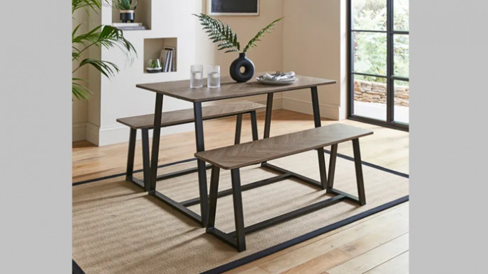 Maven 4 Seater Dining Table and Bench Set now £90.30 @ Dunelm