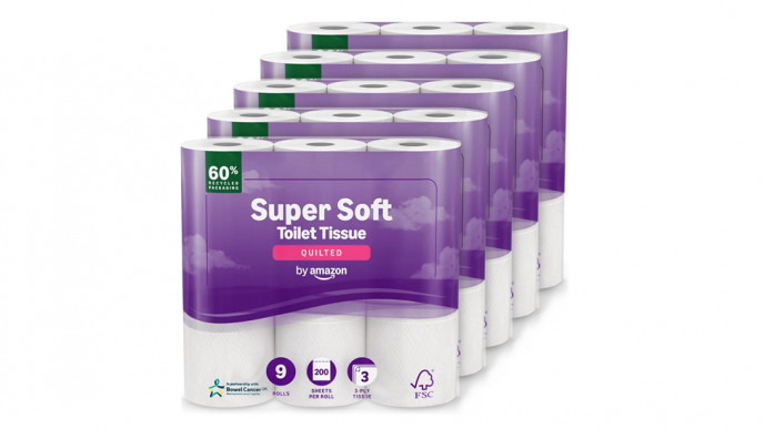 by Amazon Super Soft Toilet Tissue, 3-ply, 45 Rolls (5 Packs of 9) £16.40 @ Amazon
