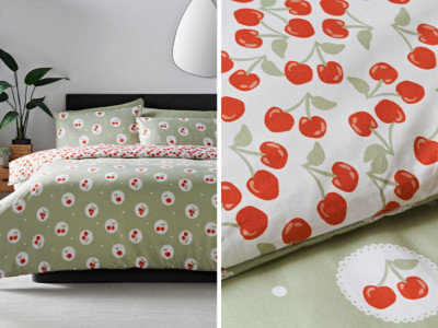 Green Cherry Print Duvet Set from £6.40