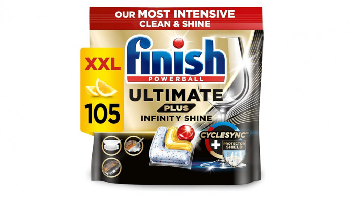Finish Powerball Ultimate Plus Infinity Shine, 105 Lemon Sparkle Dishwasher Tablets £13.32 @ Amazon