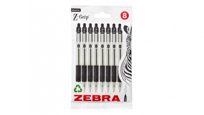 Zebra Pen Z Grip Black Ballpoint Pens with Pocket Clip 8pk £2.50 @ Amazon