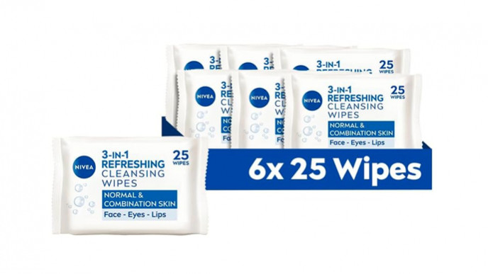 NIVEA 3in1 Refreshing Cleansing Wipes Normal Skin and Combination Skin Pack of 6 £5.36 @ Amazon