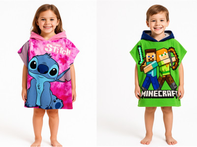 Kids Stitch or Minecraft Towel Poncho £4