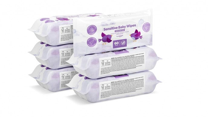 by Amazon Sensitive Baby Wipes, Unscented, 360 Wipes, 6 Pack of 60 £3.38 @ Amazon