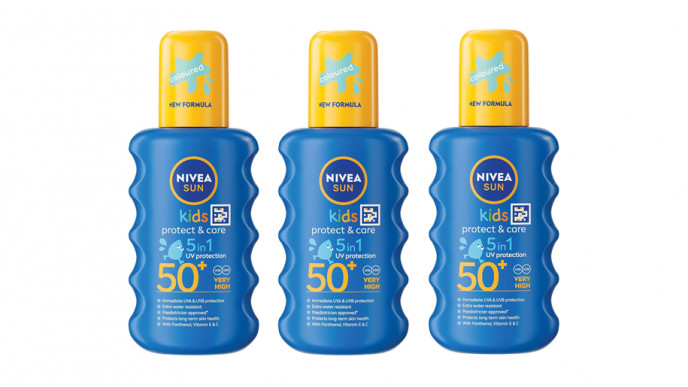 Nivea Sun Kids Protect & Care SPF 50+ Coloured Spray 200ml 3 for £11.73 @ Amazon