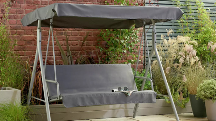 3 Seater Metal Garden Swing Chair Grey £63 with code @ Argos