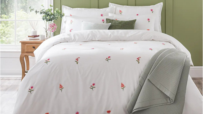 50% Off Rosetta Floral Embroidery Duvet Cover & Pillowcase Set @ Dunelm