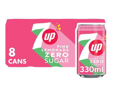 7UP Zero Pink Lemonade 330ml Can x 8 £2.70