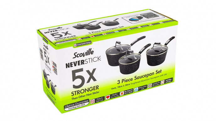 Scoville Neverstick 3 Piece Saucepan Set now £20 (was £45) @ George at Asda
